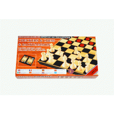 Игра 3в1 магнитная (шашки+шахматы+нарды) (3213МА)